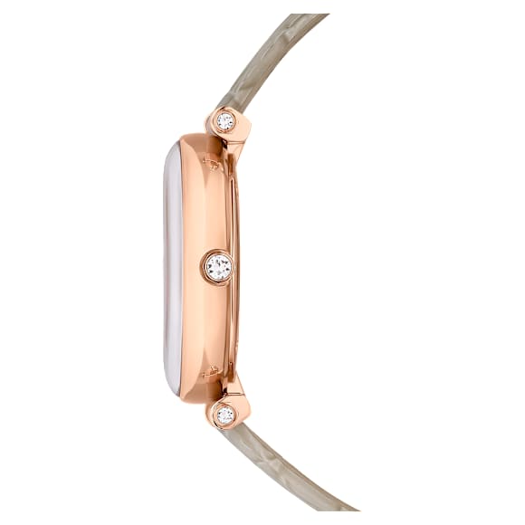 Crystalline Wonder watch, Swiss Made, Leather strap, Beige, Rose gold-tone finish - Swarovski, 5656899
