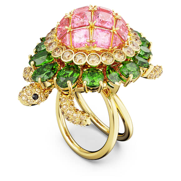 Idyllia แหวนค็อกเทล, เต่า, หลากสี, เคลือบโทนสีทอง - Swarovski, 5657288