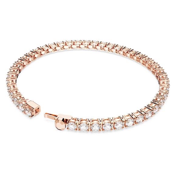 Matrix Tennis bracelet, Round cut, White, Rose gold-tone plated - Swarovski, 5657657