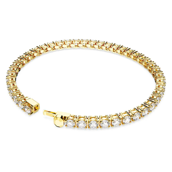 Náramek Matrix Tennis, Kulatý výbrus, Bílá, Pokoveno ve zlatém odstínu - Swarovski, 5657662