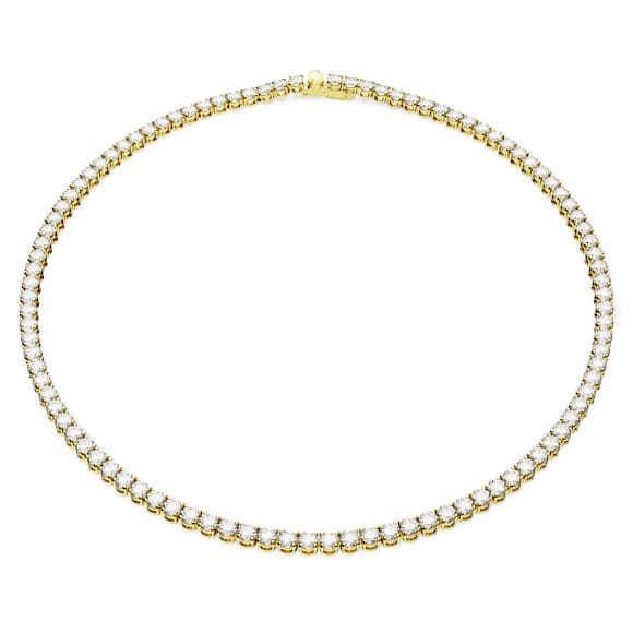 Matrix Tennis Halsband, Rundslipad, Liten, White, Guldfärgad plätering - Swarovski, 5657667