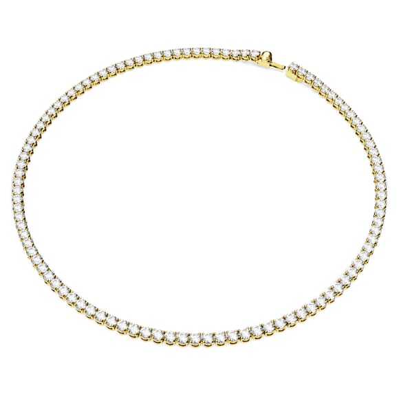 Matrix Tennis Halsband, Rundslipad, Liten, White, Guldfärgad plätering - Swarovski, 5657667