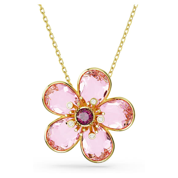 Idyllia Kolye, Çiçek, Küçük, Pembe, 18k altın rengi yüzey - Swarovski, 5657875