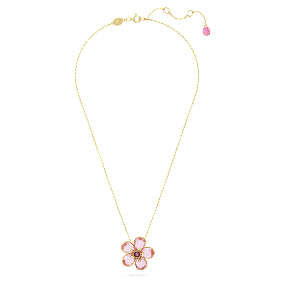 Florere pendant, Flower, Small, Pink, Gold-tone plated - Swarovski, 5657875