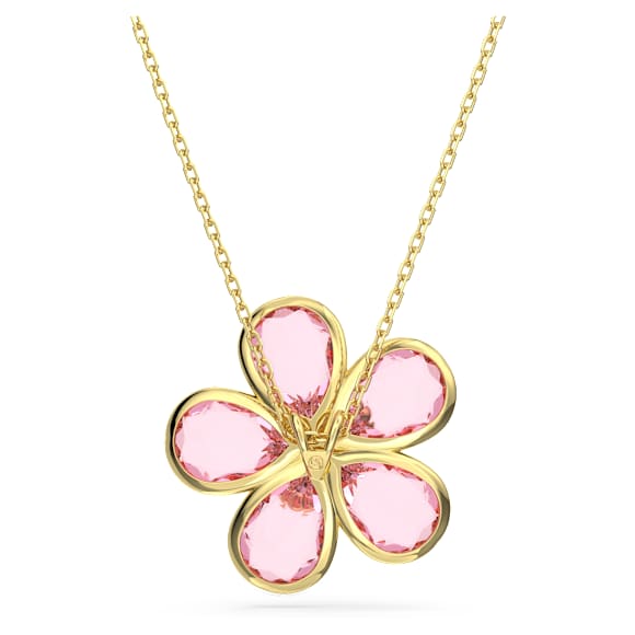Florere pendant, Flower, Small, Pink, Gold-tone plated - Swarovski, 5657875