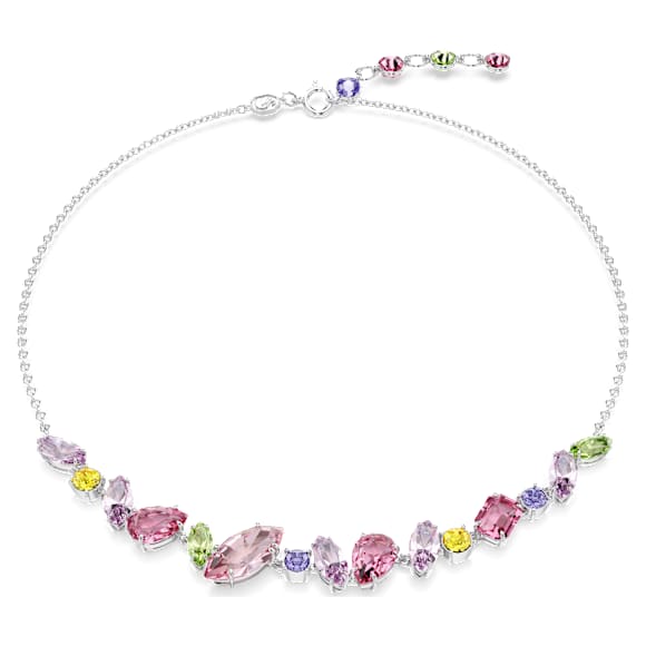 Gema necklace, Mixed cuts, Multicolored, Rhodium plated - Swarovski, 5658398