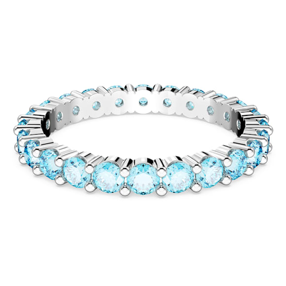 Matrix 戒指, 圓形切割, 藍色, 鍍白金色| Swarovski