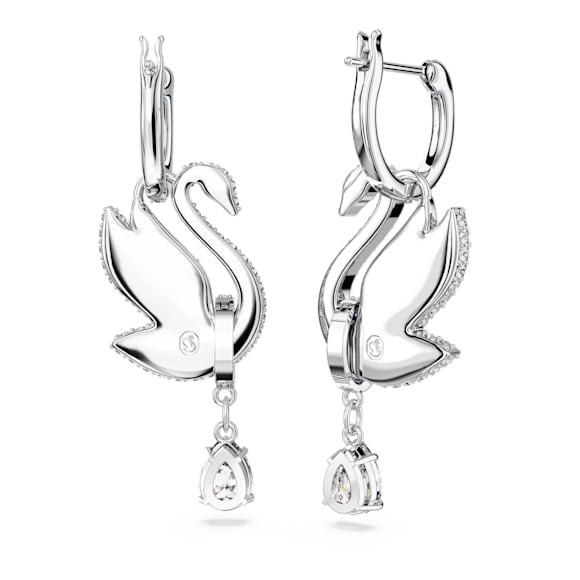 Swan Drop-Ohrhänger, Schwan, Blau, Rhodiniert - Swarovski, 5660593