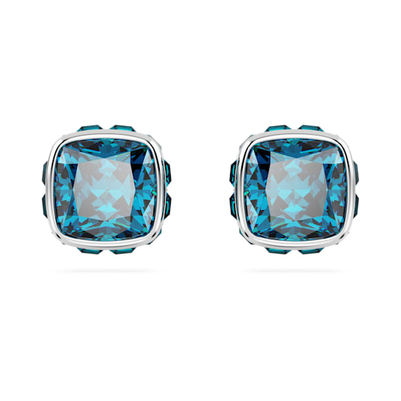Birthstone 스터드 이어링, 스퀘어 컷, 12월, 블루, 로듐 플래팅 - Swarovski, 5660796