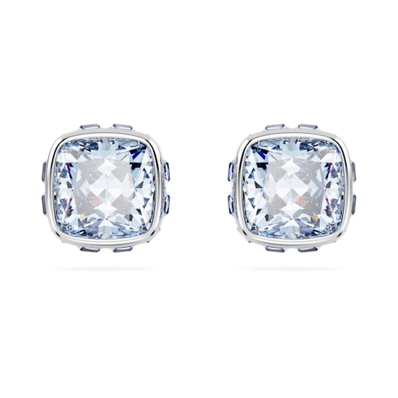 Birthstone Ohrstecker, Kissenschliff, März, Blau, Rhodiniert - Swarovski, 5660800