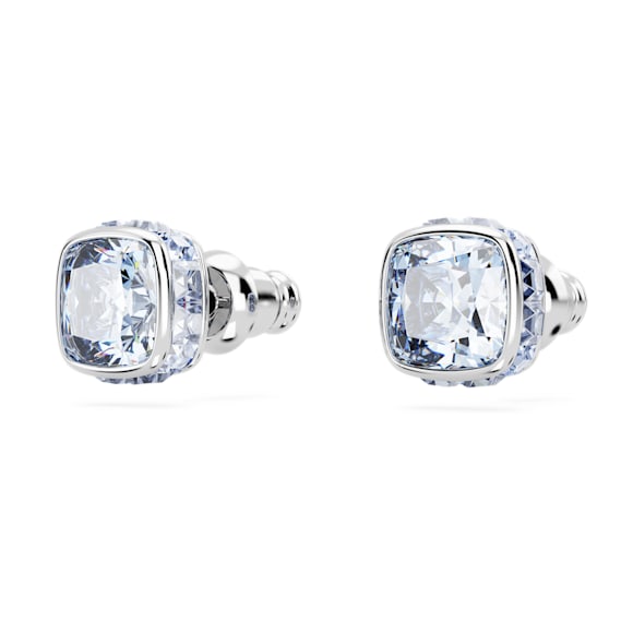 Birthstone Ohrstecker, Kissenschliff, März, Blau, Rhodiniert - Swarovski, 5660800