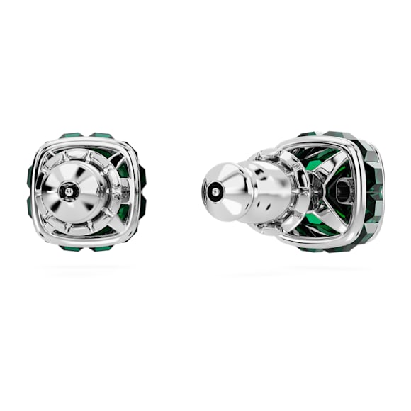 Birthstone stud earrings, Square cut, May, Green, Rhodium plated - Swarovski, 5660801