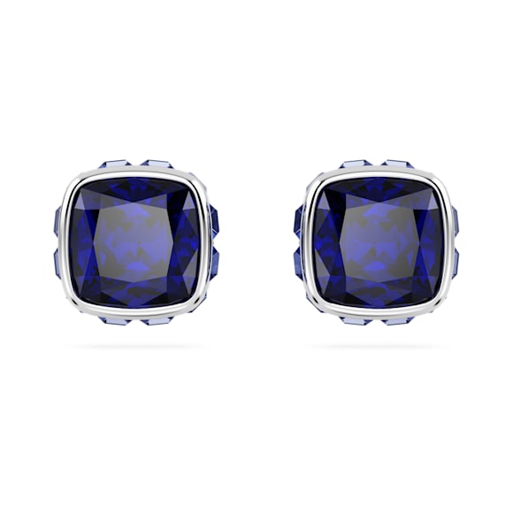 Σκουλαρίκια με καραφάκι Birthstone, Τετράγωνη κοπή, Σεπτέμβριος, Μπλε, Επιμετάλλωση ροδίου - Swarovski, 5660803