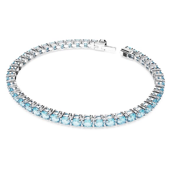 Matrix Tennis bracelet, Round cut, Blue, Rhodium plated - Swarovski, 5660914
