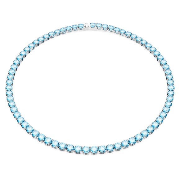 Matrix Tennis Halskette, Rundschliff, Mittel, Blau, Rhodiniert - Swarovski, 5661187