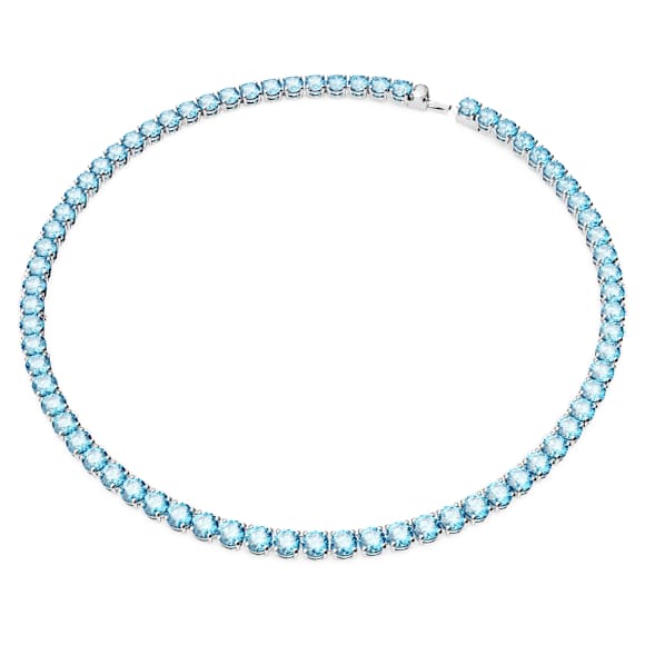 Matrix Tennis Halskette, Rundschliff, Mittel, Blau, Rhodiniert - Swarovski, 5661187