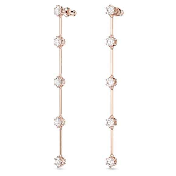 Orecchini pendenti Constella, Taglio Round, Bianchi, Placcato color oro rosa - Swarovski, 5661463