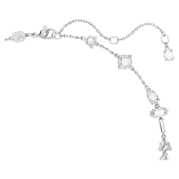 Mesmera Y necklace, Mixed cuts, White, Rhodium plated - Swarovski, 5661520