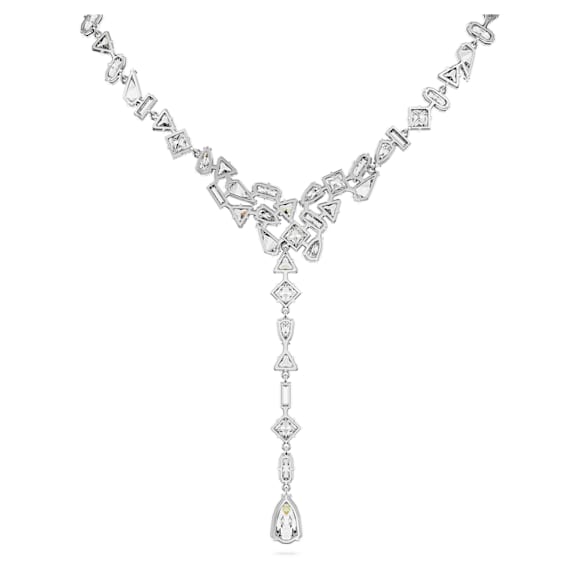 Mesmera Y necklace, Mixed cuts, White, Rhodium plated - Swarovski, 5661520