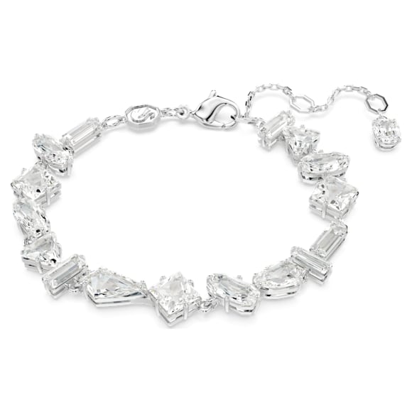 Mesmera armband, Verschillende slijpvormen, Wit, Rodium toplaag - Swarovski, 5661529