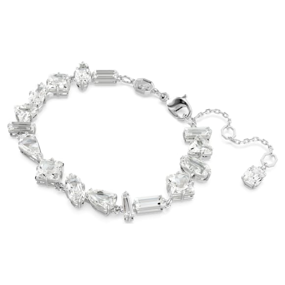 Mesmera armband, Verschillende slijpvormen, Wit, Rodium toplaag - Swarovski, 5661529