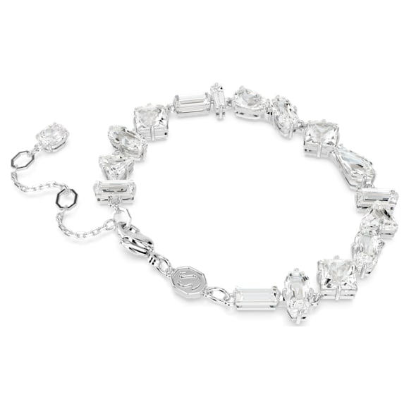 Mesmera armband, Verschillende slijpvormen, Wit, Rodium toplaag - Swarovski, 5661529
