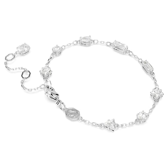 Mesmera bracelet, Mixed cuts, Scattered design, White, Rhodium plated - Swarovski, 5661530