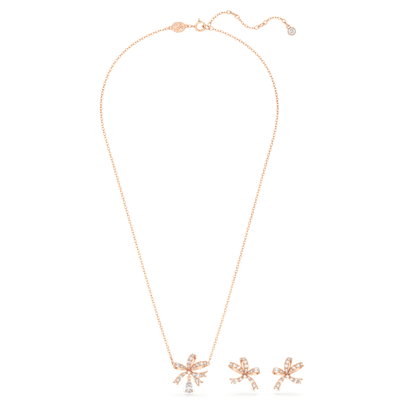 Volta เซ็ต, โบว์, เขียว, เคลือบโทนสีโรสโกลด์ - Swarovski, 5661680