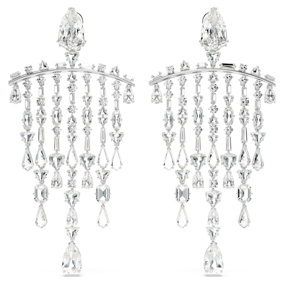 Boucles d'oreilles clip Mesmera, Tailles diverses, Chandelier, Blanches, Métal rhodié - Swarovski, 5661686
