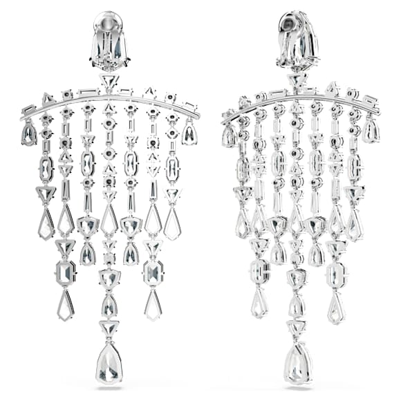 Boucles d'oreilles clip Mesmera, Tailles diverses, Chandelier, Blanches, Métal rhodié - Swarovski, 5661686