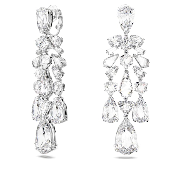 Boucles d'oreilles clip Mesmera, Tailles diverses, Chandelier, Blanches, Métal rhodié - Swarovski, 5661691