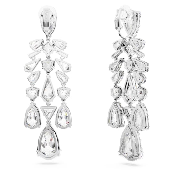 Boucles d'oreilles clip Mesmera, Tailles diverses, Chandelier, Blanches, Métal rhodié - Swarovski, 5661691