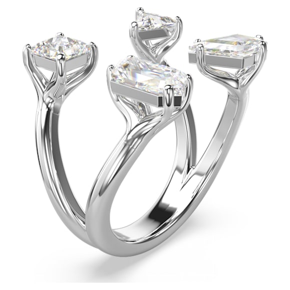 Mesmera Offener Ring, Verschiedene Schliffe, Weiß, Silberfarbenes Finish - Swarovski, 5661702