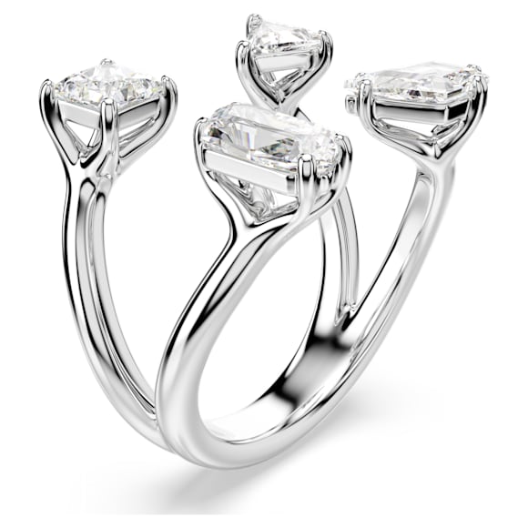 Mesmera Offener Ring, Verschiedene Schliffe, Weiß, Silberfarbenes Finish - Swarovski, 5661704