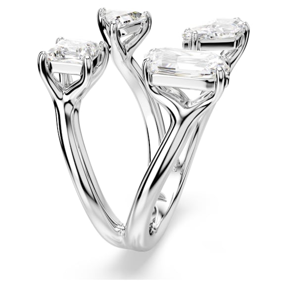 Mesmera Offener Ring, Verschiedene Schliffe, Weiß, Silberfarbenes Finish - Swarovski, 5661704