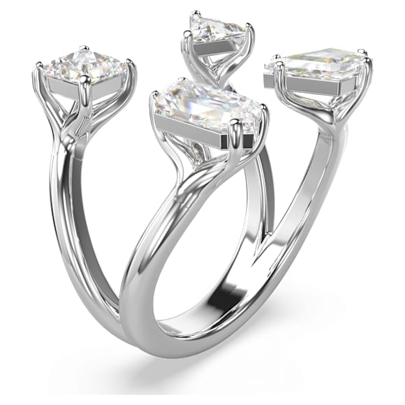 Mesmera Offener Ring, Verschiedene Schliffe, Weiß, Silberfarbenes Finish - Swarovski, 5661705