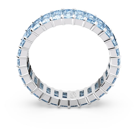 Matrix ring, Baguette cut, Blue, Rhodium plated - Swarovski, 5661908