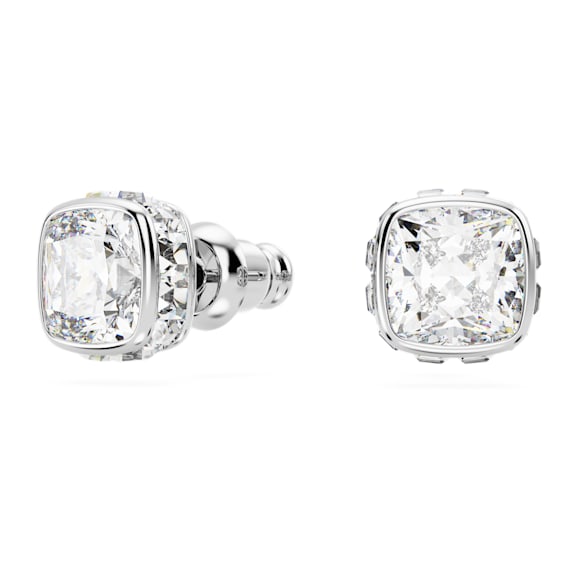 Clous d'oreilles Birthstone, Taille Carré, Avril, Blanches, Métal rhodié - Swarovski, 5661957