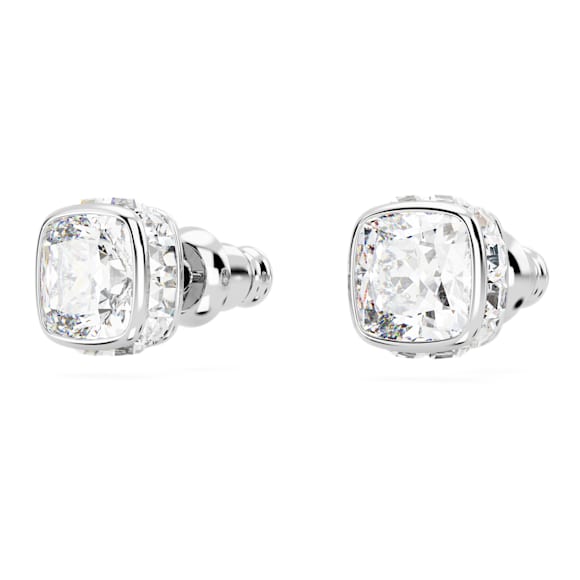 Clous d'oreilles Birthstone, Taille Carré, Avril, Blanches, Métal rhodié - Swarovski, 5661957