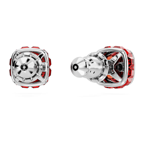 Birthstone stud earrings, Square cut, July, Red, Rhodium plated - Swarovski, 5661959