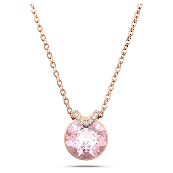 Bella V pendant, Round cut, Pink, Rose gold-tone plated - Swarovski, 5662088