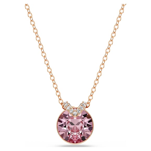Bella V Kolye, Yuvarlak kesim, Pembe, Pembe altın rengi kaplama - Swarovski, 5662088