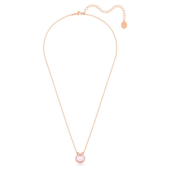 Bella V pendant, Round cut, Pink, Rose gold-tone plated - Swarovski, 5662088