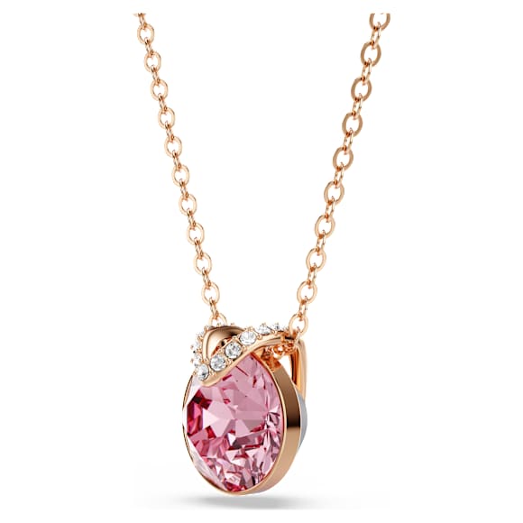 Bella V Kolye, Yuvarlak kesim, Pembe, Pembe altın rengi kaplama - Swarovski, 5662088
