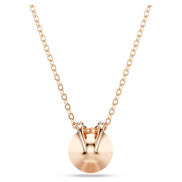 Bella V pendant, Round cut, Pink, Rose gold-tone plated - Swarovski, 5662088