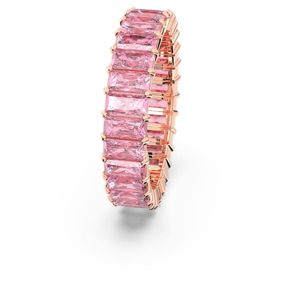 Matrix gyűrű, Baguette metszés, Rózsaszín, Rózsaarany-tónusú bevonattal - Swarovski, 5662103