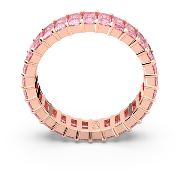 Matrix gyűrű, Baguette metszés, Rózsaszín, Rózsaarany-tónusú bevonattal - Swarovski, 5662103