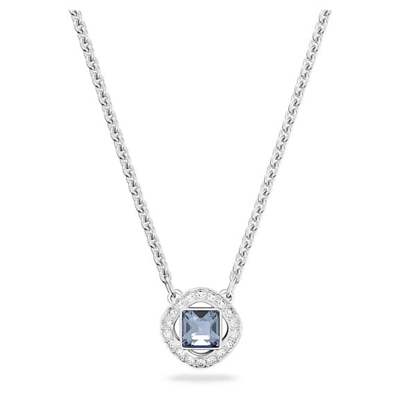 Angelic ketting, Square slijpvorm, Blauw, Rodium toplaag - Swarovski, 5662142