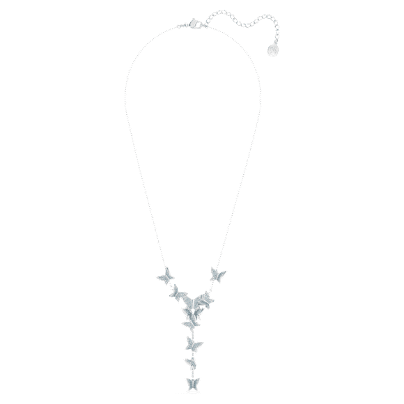 Idyllia Lilia Y necklace, Butterfly, Blue, Rhodium plated - Swarovski, 5662179