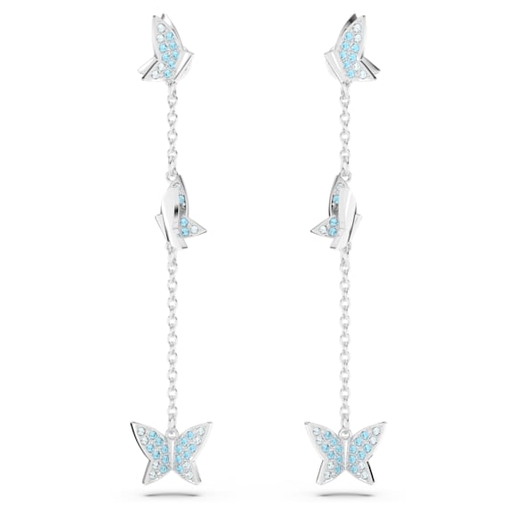 Idyllia Lilia 드롭 이어링, 나비, 블루, 로듐 플래팅 - Swarovski, 5662182